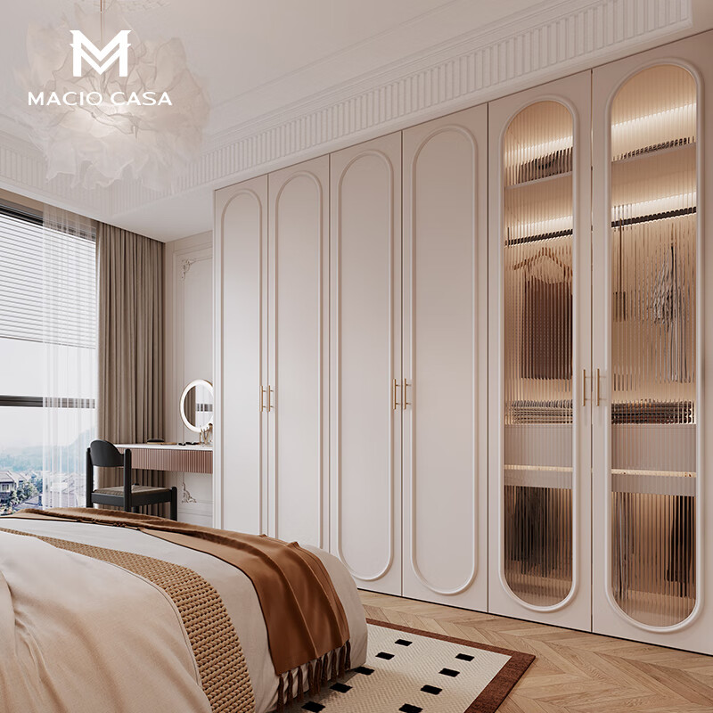 Margo Cream Style Integrated Wardrobe Cloakroom Bedroom Furniture Master Bedroom Wardrobe Bookcase Bedside Table Integrated Prepaid Deposit