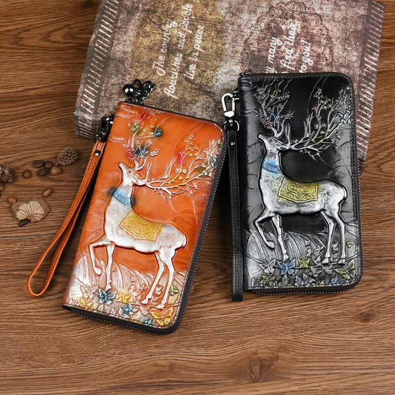 Orpheus Original Retro Handmade Long Women's Wallet Genuine Leather Clutch 2025 New Cowhide Soft Leather Wallet Women's Wallet Brown