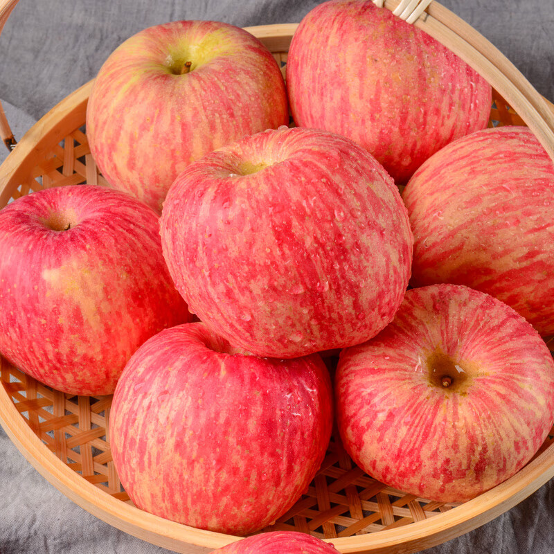 Jingdida Yantai Apple Red Fuji 18 pieces 9 catties large fruit 80mm + fruit crispy sweet fresh fruit direct delivery from the source free shipping