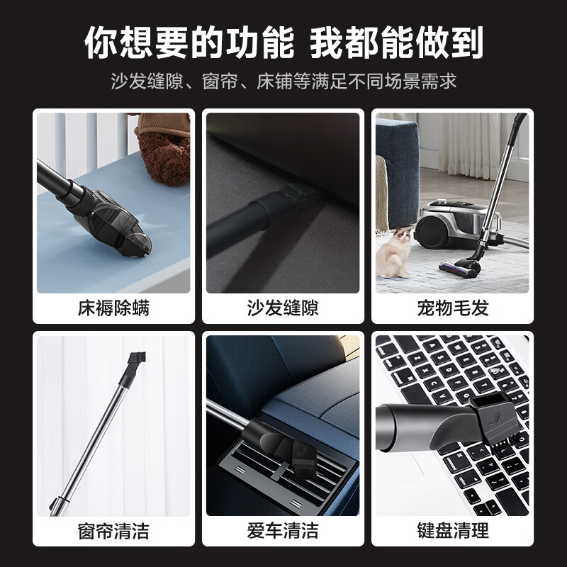 SUPOR Horizontal Vacuum Cleaner Home High Suction Carpet Cleaning High Power Vacuuming and Mite Removal One-Click Cord 89AS Holiday Gift