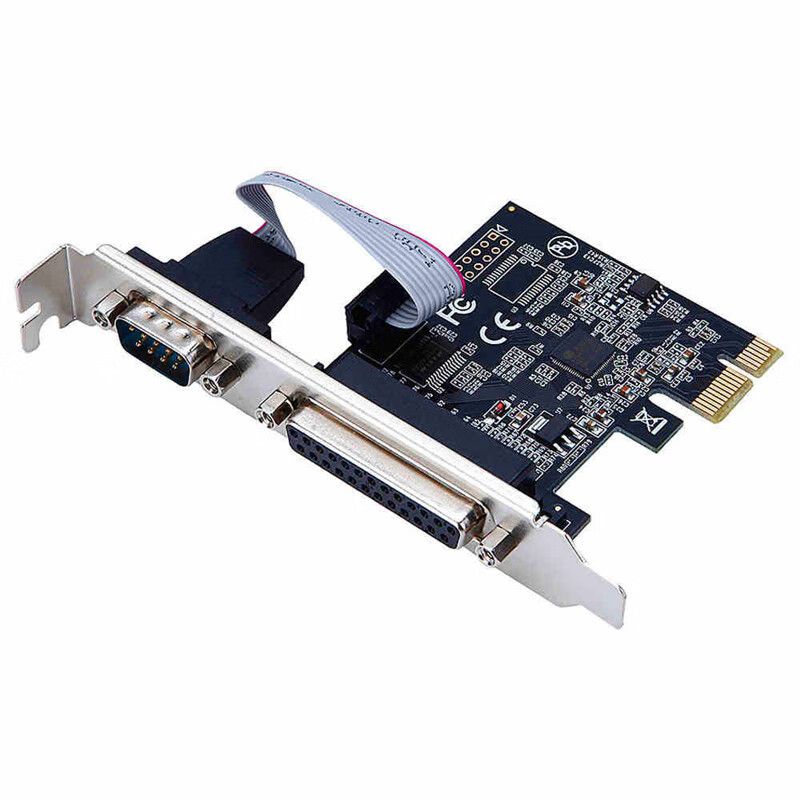 PCI-E serial port card DB9 nine-pin serial port RS232 interface industrial control expansion card AX99100 chip COM port AX99100-serial port plus parallel port card