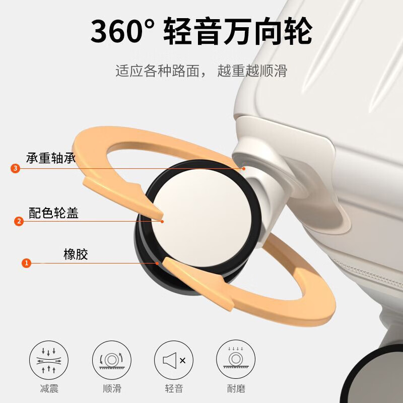 Kangaroo (KANGAROO) suitcase, fresh and fresh trolley case for male college students, high-looking universal wheel suitcase, multi-functional password suitcase, milk white, upgraded multi-function, 20 inches, boarding case without side lifts