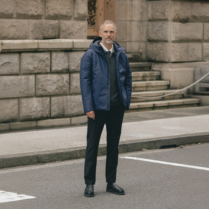 CARE OF LORD丨Poseidon丨Winter Men's Commuting Hooded Goose Down Jacket Laminated Down Jacket 962202 Extreme Night Black L