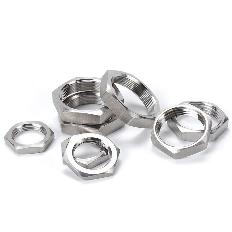 Jinchao 304 stainless steel hexagonal thin nut root female water tank joint locking piece faucet lock and cap British pipe thread nut G1/2=4 points (2 pieces)