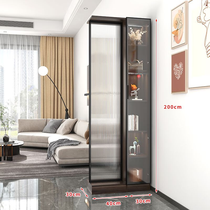 Liutangju Changhong glass screen partition cabinet entry entrance cabinet living room simple modern foyer cabinet storage storage cabinet alloy frame Changhong screen cabinet 200*150cm