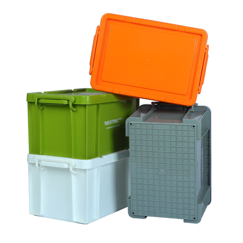Jingdunjun green turnover box plastic storage box with lid storage box storage box storage box 710*480*380mm