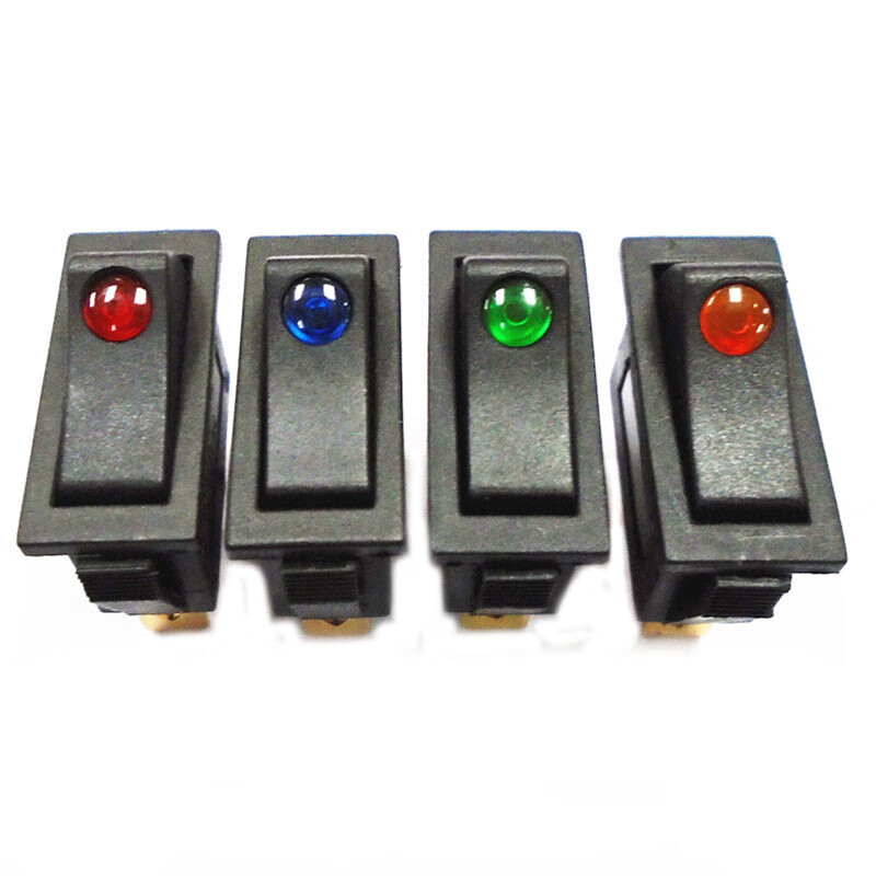 Baidat KCD3 boat-shaped switch electric wok accessories rocker 16A power button with light boat-shaped switch 3-pin two-speed black bottom red light (10 pieces)