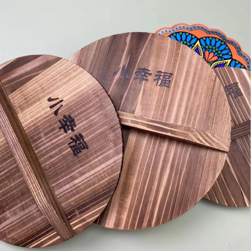Wooden lid/glass lid Mortise and tenon solid wood pot lid, wok lid, old-fashioned cast iron pot lid, universal heat-resistant, nail-free, 23cm wooden lid
