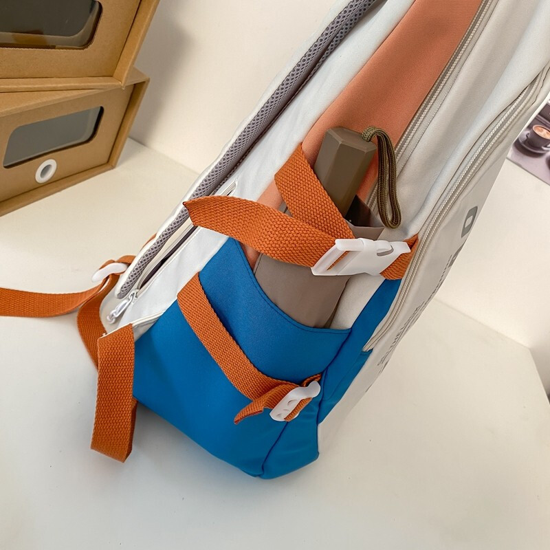 Double Star schoolbag for men, middle and high school students, backpack for women, large capacity, water-repellent, can hold 15.6-inch computer, gray with plaid pendant