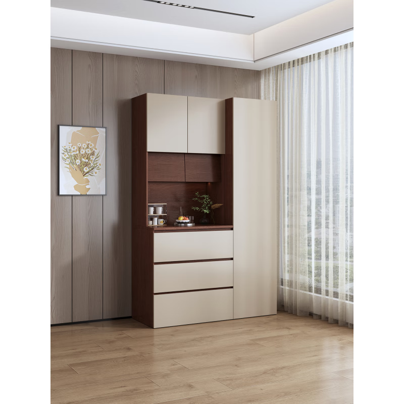 He Jiagong mid-century style living room sideboard wall-mounted integrated storage cabinet multi-functional snack wine cabinet home restaurant tea high cabinet Type A (eo ecological board) length 120*height 220*depth 42
