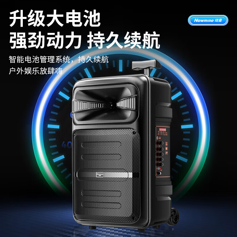 Newman B12 square dance audio 12-inch outdoor karaoke subwoofer Bluetooth audio portable mobile stage trolley speaker amplifier high-power subwoofer A12 60W high-end version + dual microphones