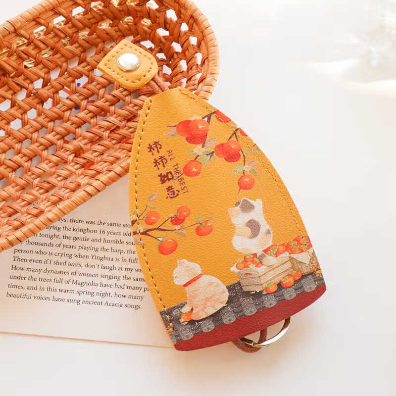 Shiganu safe and smooth pull key bag electric car home door key cover cute protection Shishi Ruyi cat key bag
