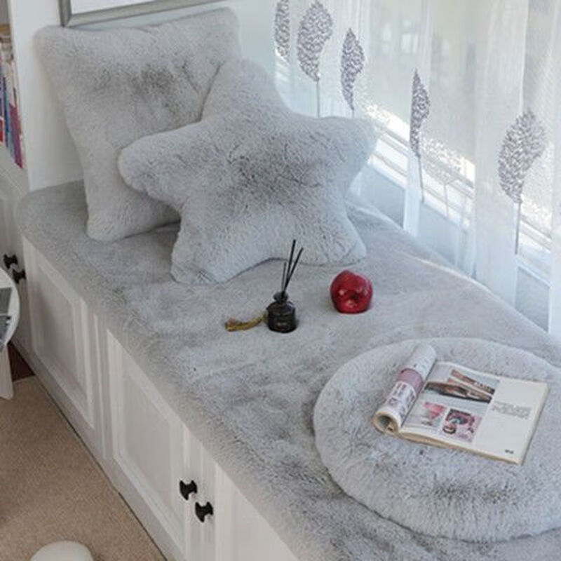 Short plush bay window mat balcony mat master bedroom living room sofa window sill cushion thickened non-slip tatami whole house customization elegant light gray (plush thickening) 200cm*80cm suitable for bay window carpet