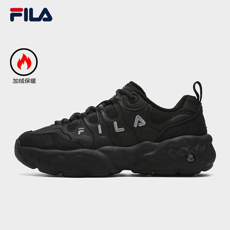 FILA FILA muffin shoes plus velvet men's shoes dad shoes sneakers 2025 winter warm thick-soled casual shoes
