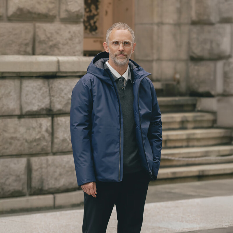 CARE OF LORD丨Poseidon丨Winter Men's Commuting Hooded Goose Down Jacket Laminated Down Jacket 962202 Extreme Night Black L