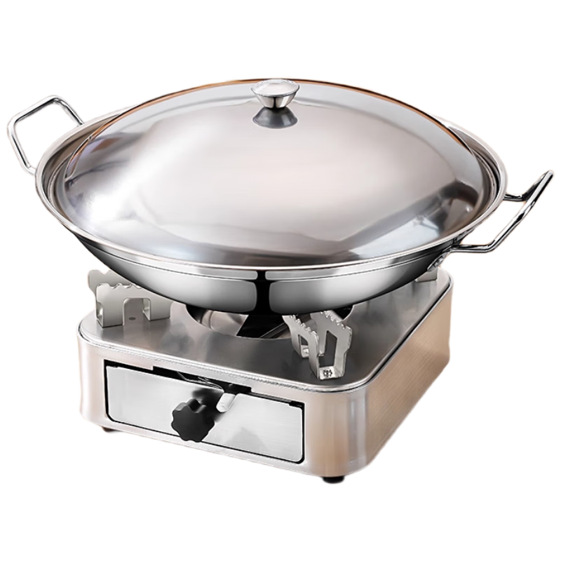 Deming pull-out alcohol stove dry pot household windproof special solid alcohol pot open stove stainless steel pot