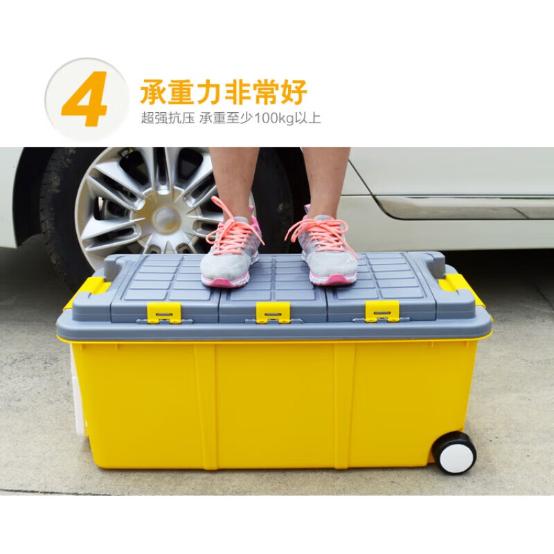 Shanbei car storage box trunk large double-layer storage box car multifunctional storage box 75L - sky blue (six rooms and three living rooms) with wheels