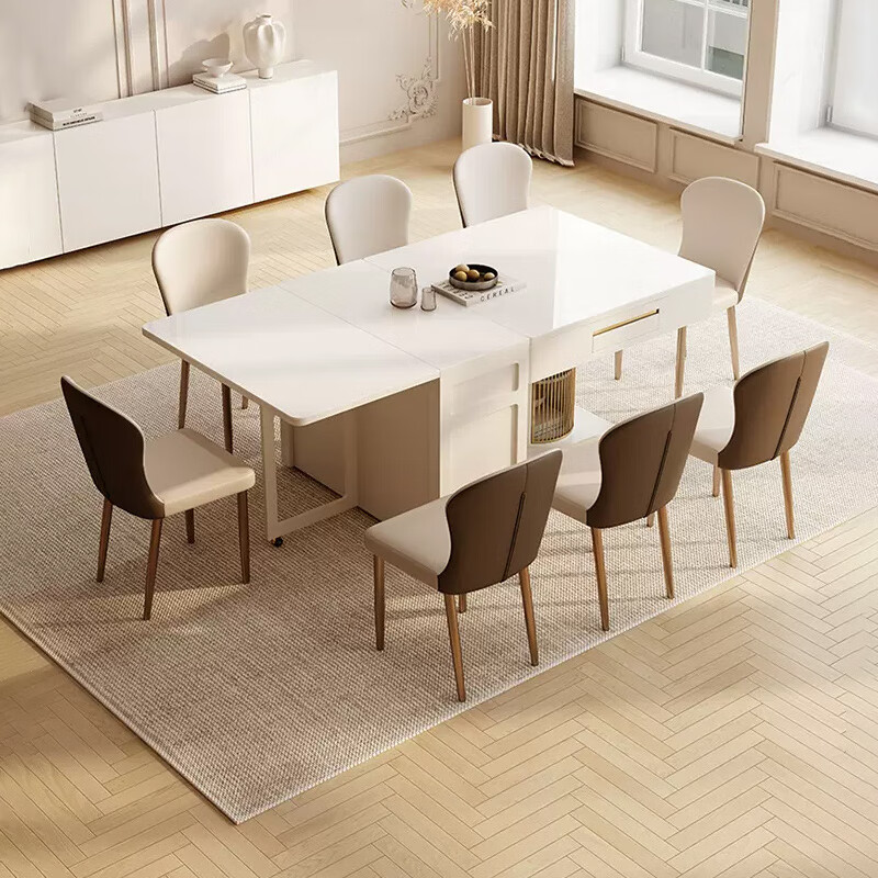 Yueting slate folding retractable dining table mahjong table machine tea table all-in-one dual-use household small apartment 2025 new folding mahjong table (storage model)