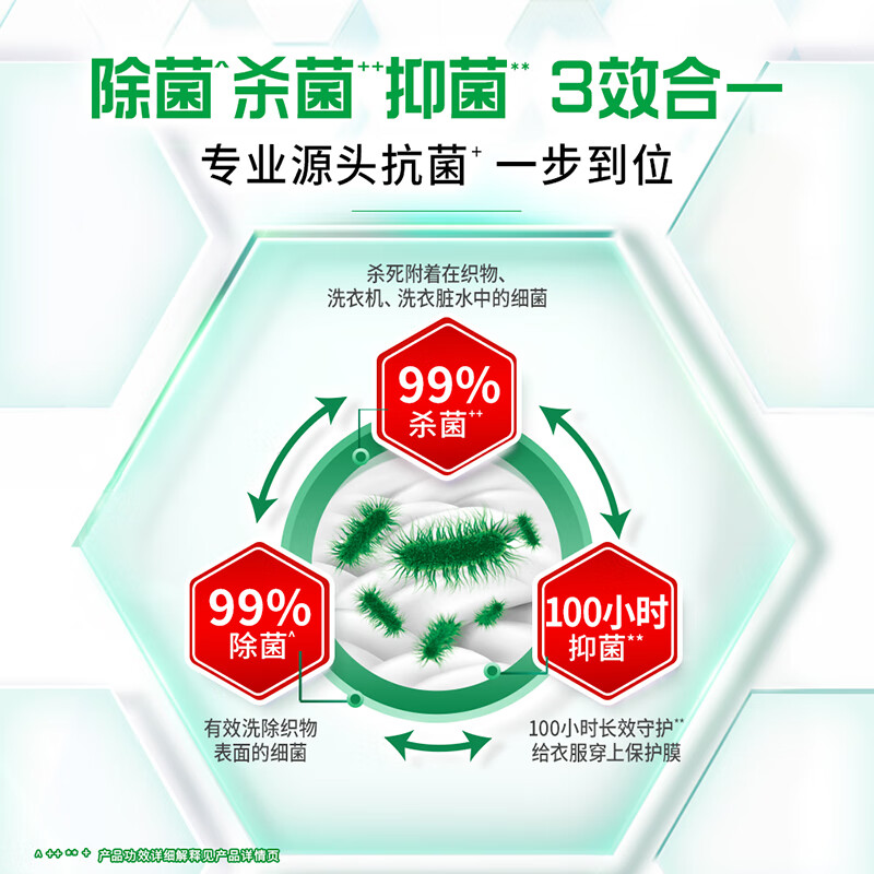 Bilang Antibacterial Laundry Detergent is as clear as sunlight, 6 catties bottle, sterilizes and removes mites, deodorizes and removes yellow roots, supports quick washing