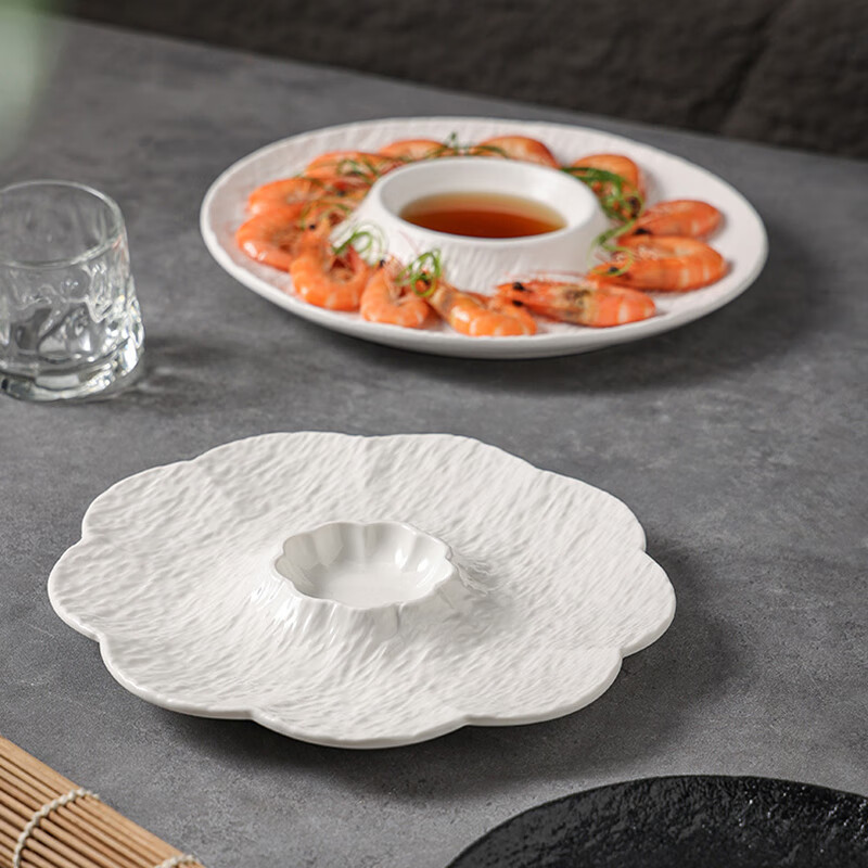 Dinner General Dumpling Plate with Vinegar Plate Ceramic Household Dip Plate Divided Dinner Plate Snacks French Fries Sushi Breakfast Plate Platter