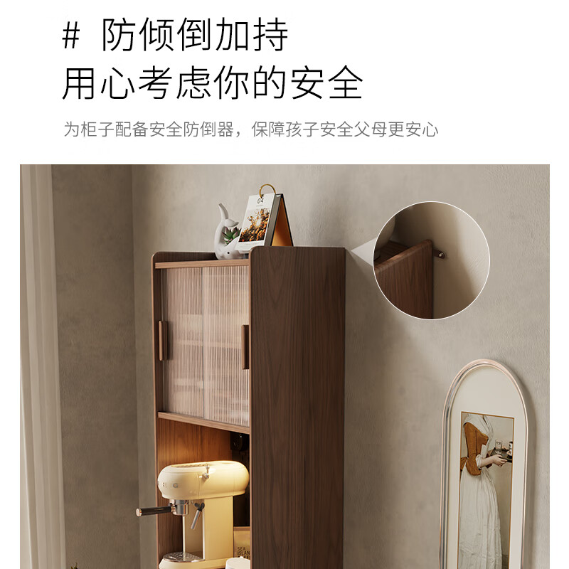 Shangxinge solid wood folding dining table and sideboard integrated home small apartment wall storage cabinet side cabinet wine cabinet folding dining table + sideboard walnut color