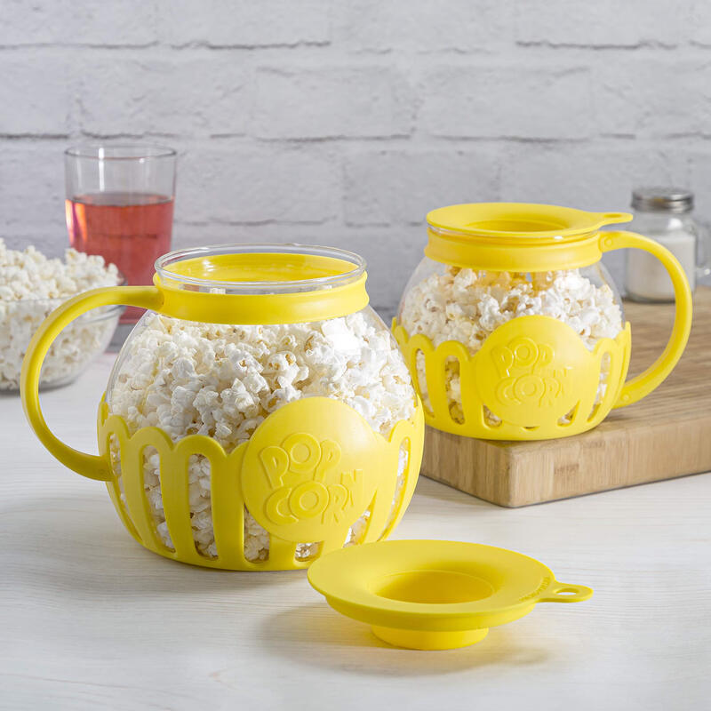 Ecolution Microwave Popcorn Maker 1.4L Oil-Free Glass Cup 3-in-1 Lid