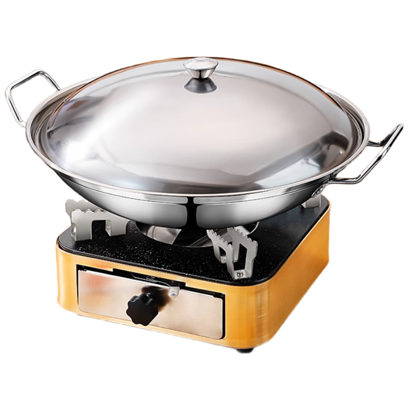 Deming windproof alcohol stove dry pot household hot pot special stove solid alcohol pot thickened stainless steel pot