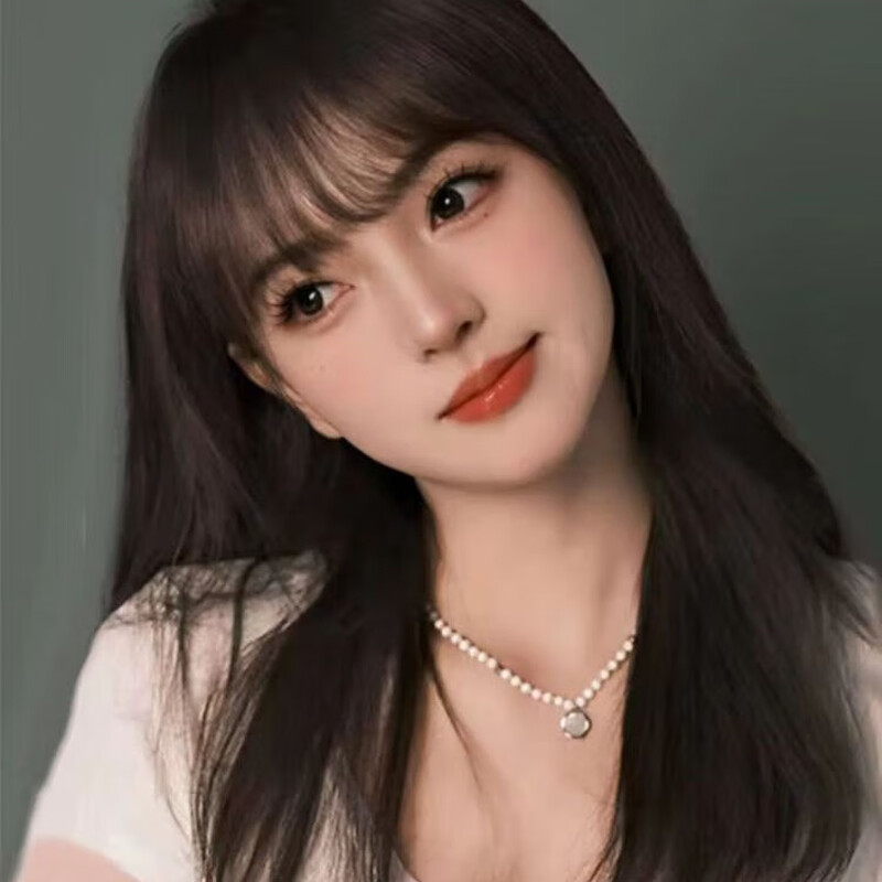 Sibes wig women's medium-long hair shoulder-length clavicle hair daily natural air bangs short hair simulated human hair full headband style natural black hair network hair card