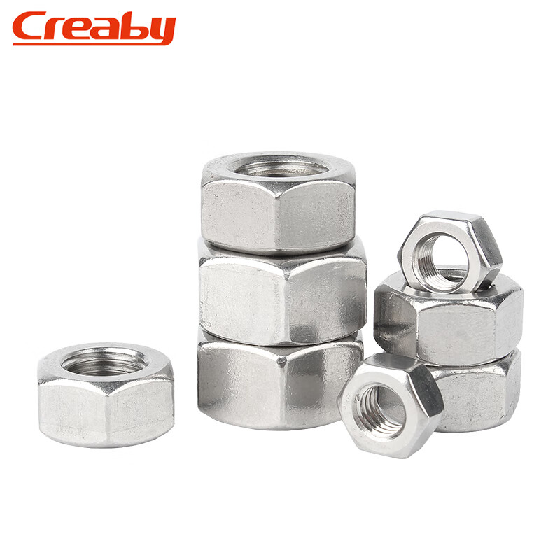 Creaby304 stainless steel hexagonal nut 201/316 hexagonal nut fine tooth anti-thread screw cap large national standard DIN934 M8 (15 pieces) 304 material