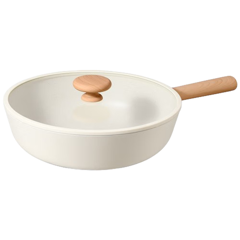 BOUCLEME non-stick pot set household ceramic flat-bottomed frying pan cooking pot wok wok gas induction cooker suitable for ceramic milk pot + wok + soup pot 3-piece set