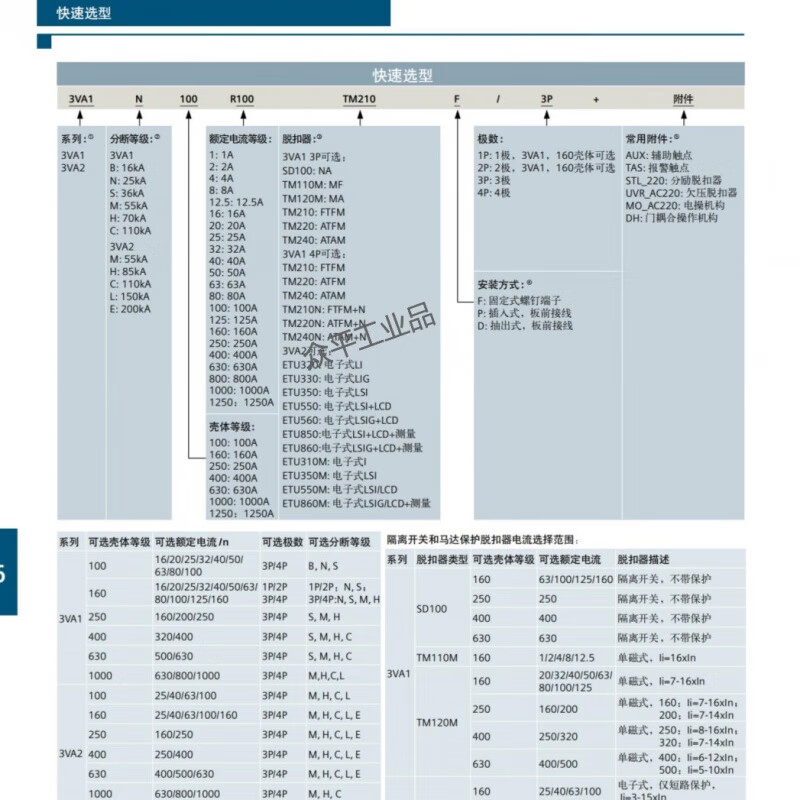 Siemens (SIEMENS) Molded case protective circuit breaker 3VA25805HL320AA0/3VA25806HL320AA0 3P 800A-1000A 3VA25805HL320AA0 3P 800A 3P