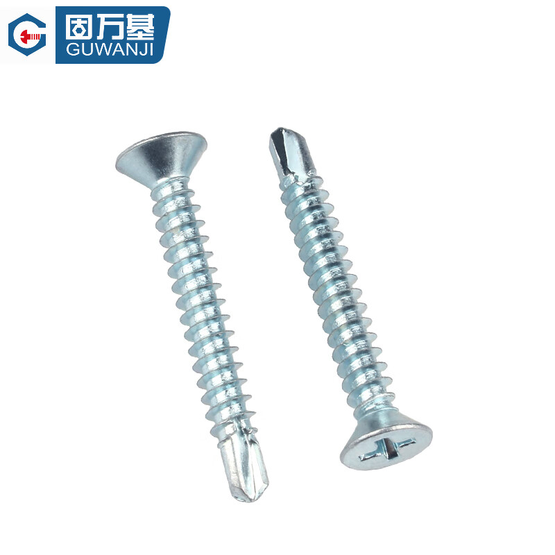 Guwanji galvanized cross countersunk head self-tapping drilling screws 304 stainless steel flat head self-drilling screws 410 dovetail screws M4.2*25 100 pieces carbon steel galvanized