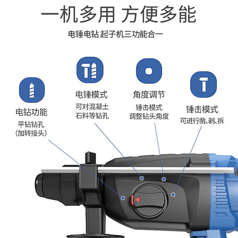 Dongcheng electric hammer brushless lithium battery rechargeable professional-grade upgraded 6.0Ah large-capacity battery impact drill electric drill electric hammer electric pick ZC22 electric hammer-2 batteries 1 charge 4.0Ah