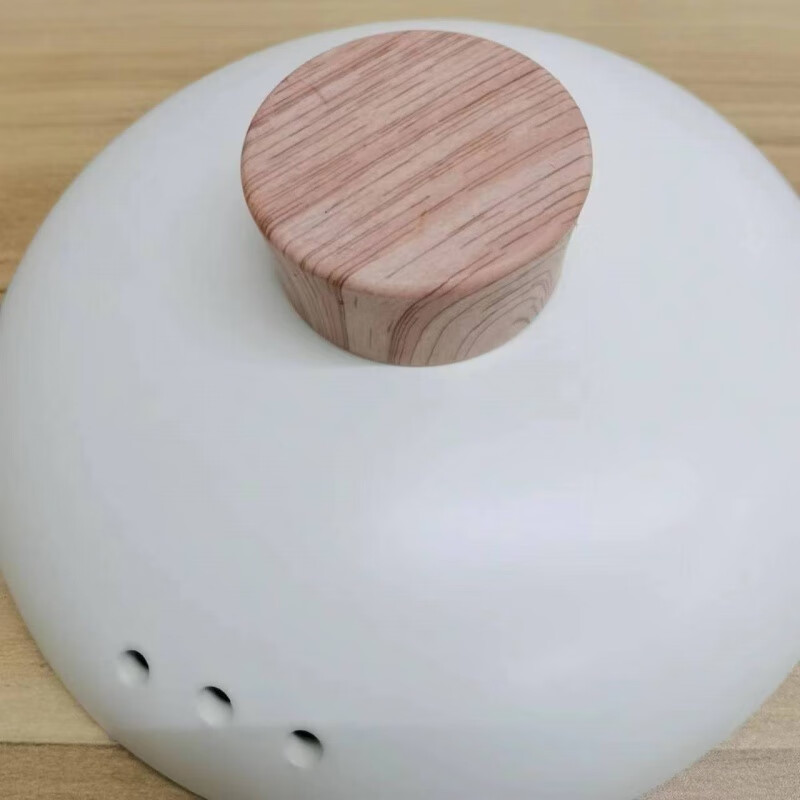 Ceramic pot lid, anti-scalding wooden citron handle, round casserole lid, stew pot lid, thickened simple soup pot lid, light beige wood grain pot lid diameter 20cm