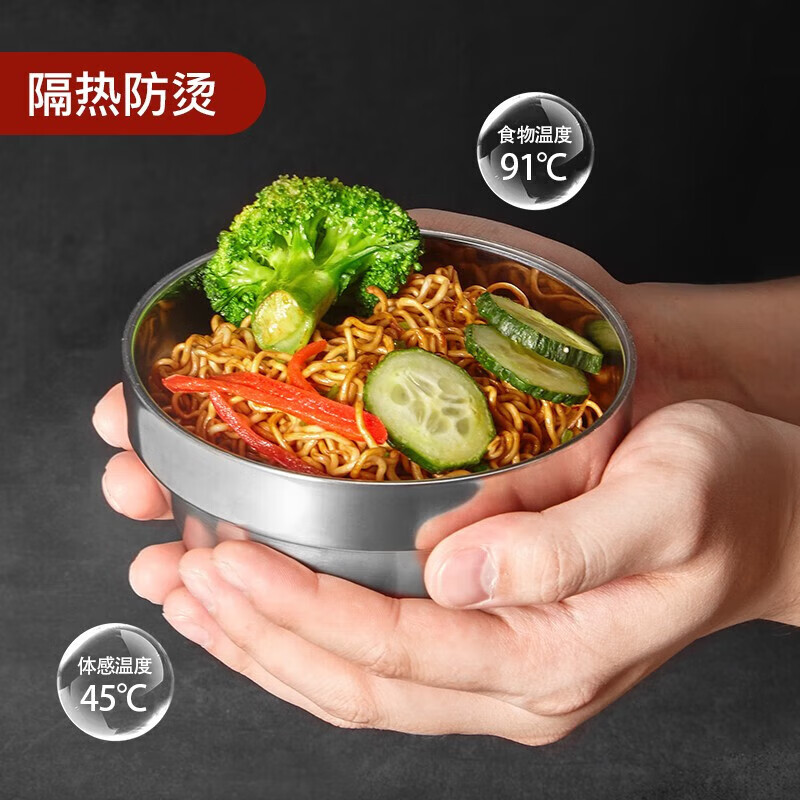 MAXCOOK 304 stainless steel bowl 13cm soup bowl tableware noodle bowl double-layer insulation MCWA-099