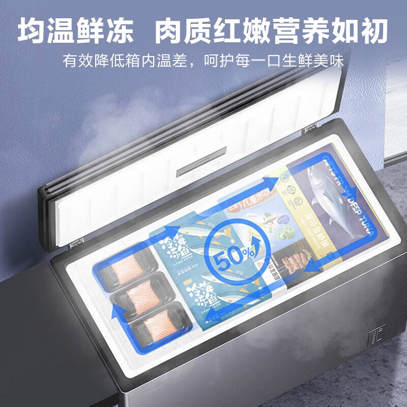 Haier air-cooled frost-free series 132/166/200/241/300/480L household commercial single-temperature freezer air-cooled without defrost ultra-low temperature electronic temperature control bacteriostasis energy-saving 241L sheet metal star silver-38 cryogenic + black gold purification
