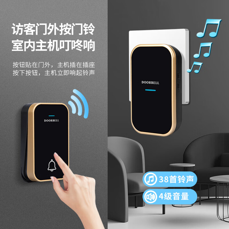 International Electrician Doorbell Wireless Intelligent Ultra-Long Range Electronic Ding Dong Remote Control Doorbell Ding Dong Elderly Caller Waterproof