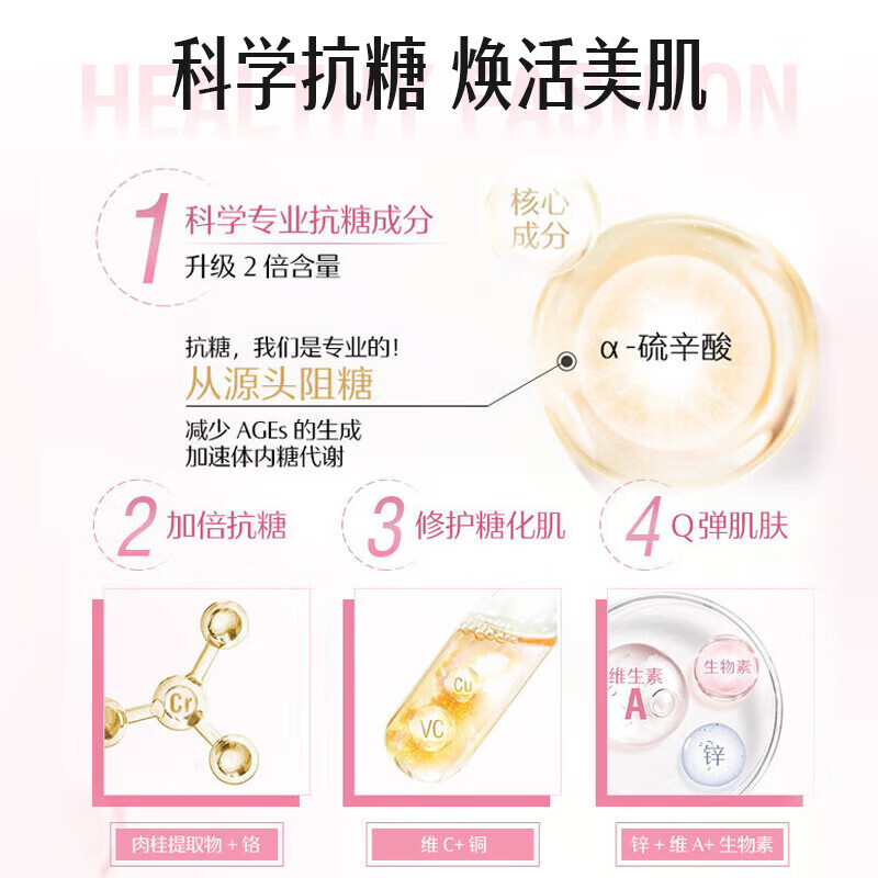 Swisse anti-sugar pills and rejuvenating capsules, collagen tablets, protein peptides, anti-aging, repairing skin and reducing loss, rejuvenating and anti-sugar capsules, valid for 26 years and December, 60 capsules*1 bottle