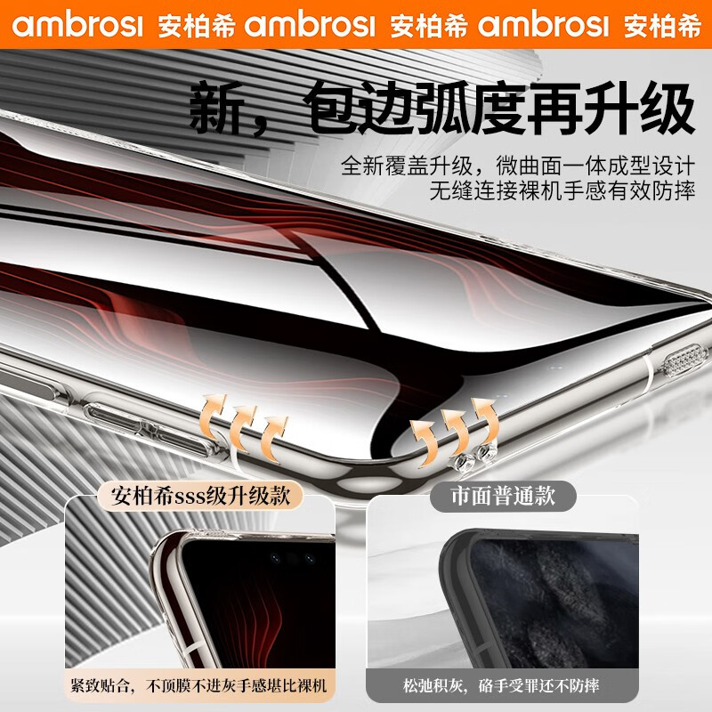 Amberxi Extraordinary texture Suitable for Huawei mate70rs Extraordinary Master mobile phone case Mata70RS transparent protective cover anti-fall all-inclusive simple light luxury heat dissipation for men and women fully transparent open large hole Huawei Mate70RS Extraordinary Master free lens film + explosion-proof film