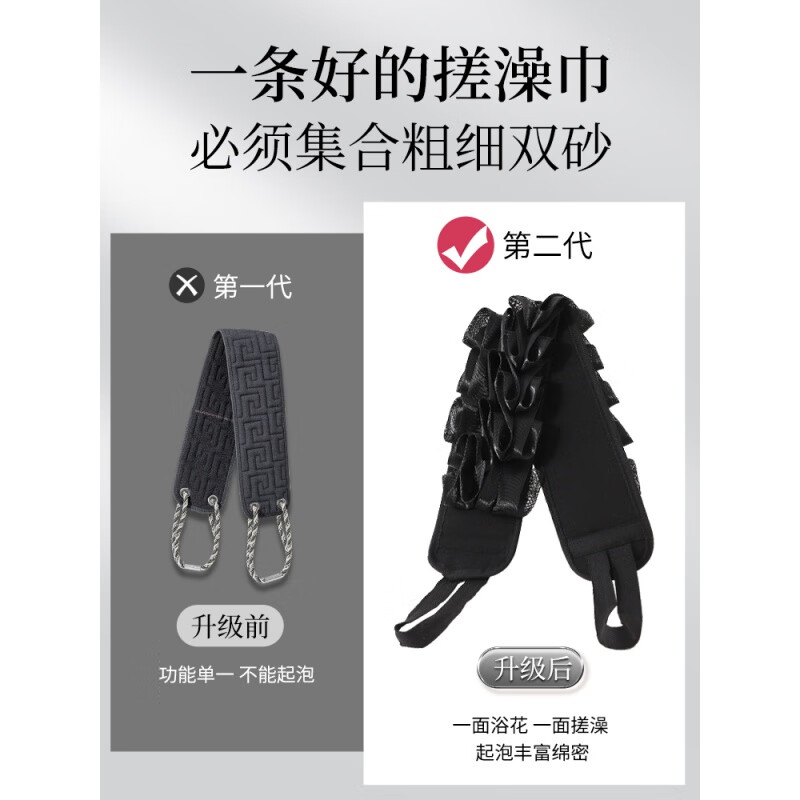 Bath towel men's special bath flower two-in-one back rub artifact powerful bath wipe back without asking for help long back brush bath flower back rub strip - gray