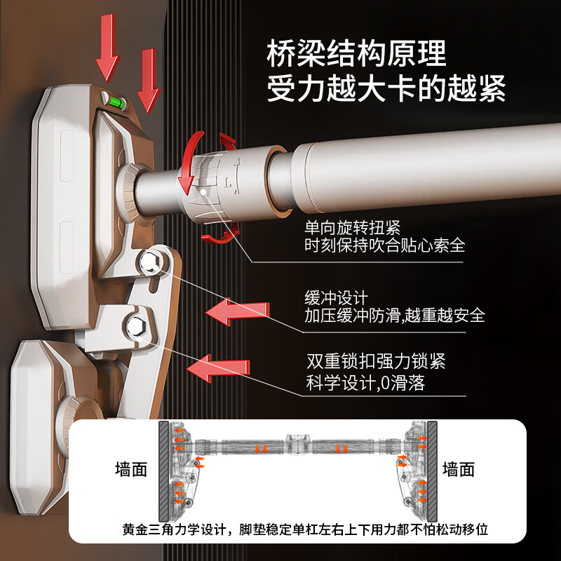 Schneider pull-up device household horizontal bar indoor punch-free door horizontal bar trainer fitness equipment horizontal bar + hanging ring (installation distance 73-95cm)