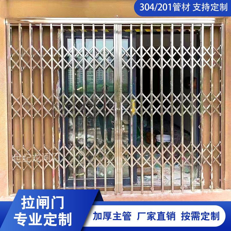 Vinoa 304 manual push and retract door, stainless steel sliding door, folding door, sliding door, anti-theft net, balcony protection, 304 stainless steel sliding door, customized according to door size, consult customer service for customization