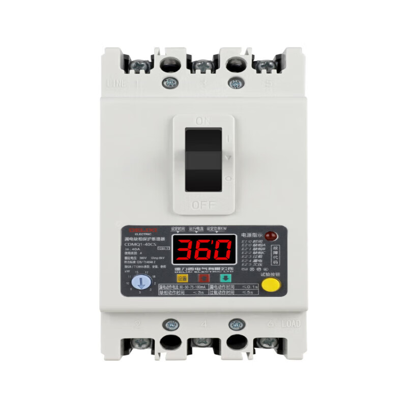 Delixi phase loss protector three-phase with leakage 380V water pump switch circuit breaker 100A air-to-open over-voltage 3P 40A