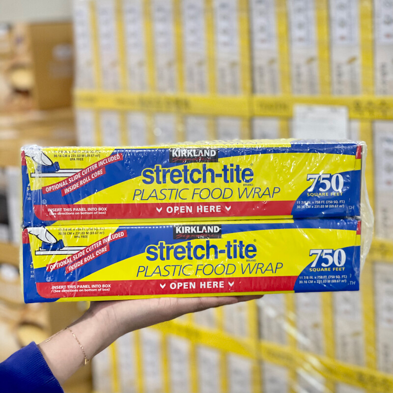 Huili's custom-made Kirkland cling film imported from the United States with its own cutter for food special large rolls for household use with high temperature resistance 750 feet (231 meters) 1 box 1