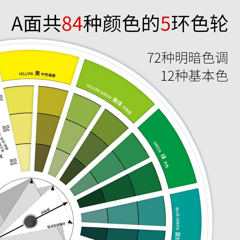 Color wheel card 12 hue ring color matching card color wheel table Chinese color matching ratio color plate card designer paint colorist children's color recognition color w