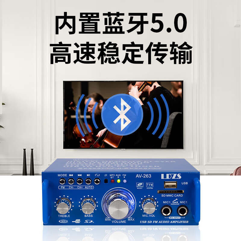 Xifanli 220V high-power mini small Bluetooth hifi amplifier home lossless 12V plug-in card U disk radio 698E Bluetooth version