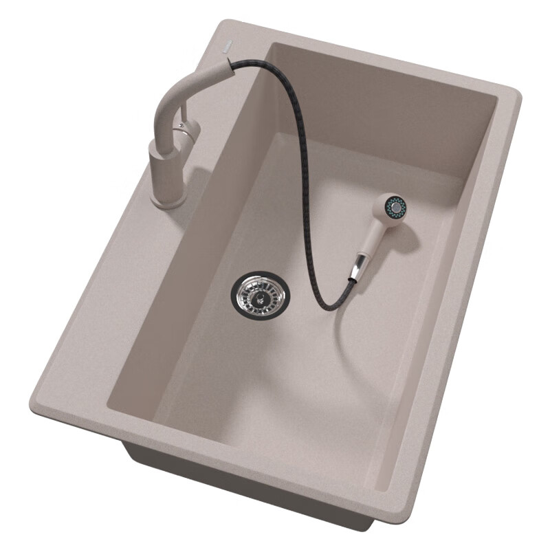 Ruishen European imported quartz stone sink kitchen sink large single-slot under-counter basin sink black 932 933 package A bare sink