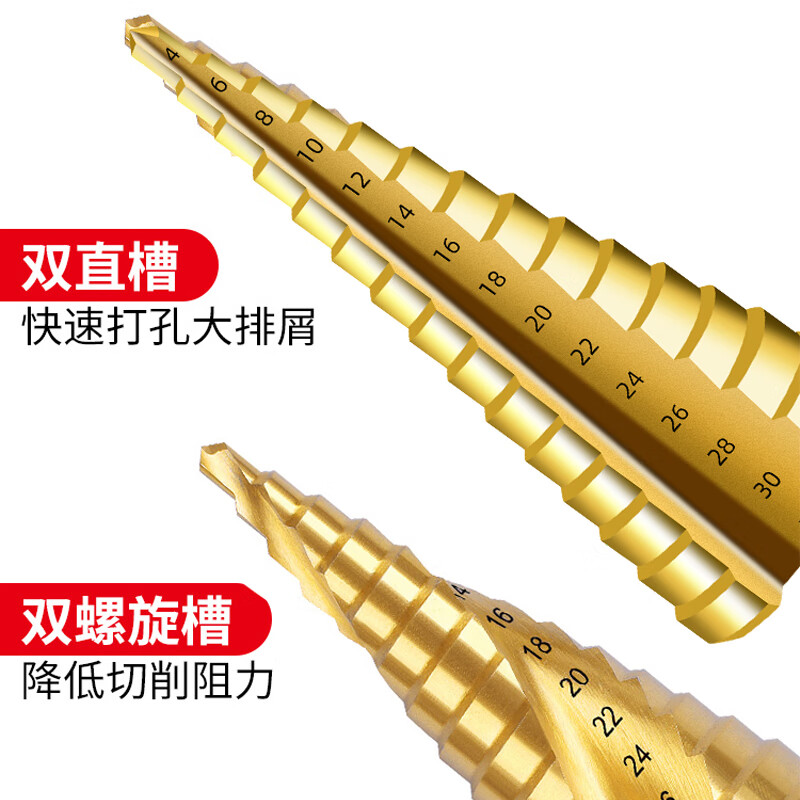 Gobos conical electric drill pagoda drill bit containing cobalt multifunctional stainless steel hole opening artifact step drilling M35 straight groove 4-20 hardened version 4241 straight groove 4-12