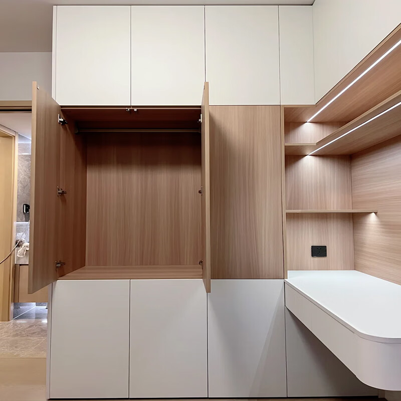 Extraordinary wood work inside and out Water-based Ketian ENF Huimin series Bedroom Italian simple wardrobe desk tatami multi-space cabinet customization Water-based Ketian bedroom furniture customization