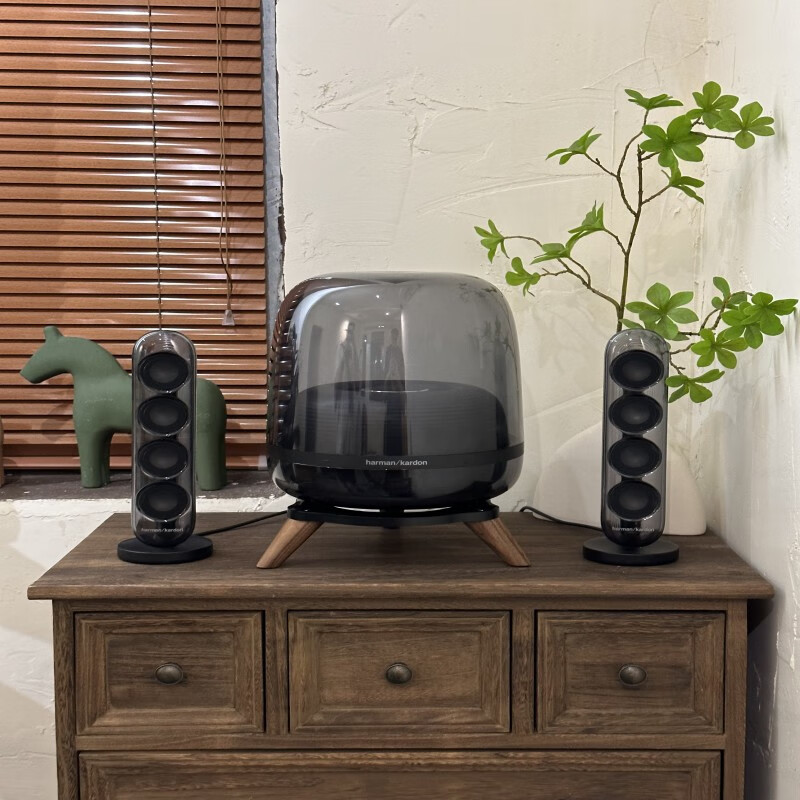 Cosentop is suitable for Harmankardon Harman Kardon audio stand floor-standing vertical type glass 2/3/4 generation crystal 4th generation solid wood desktop type wall-mounted black walnut (with light)